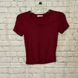Timing Red Fitted Ribbed Short Sleeve Tee